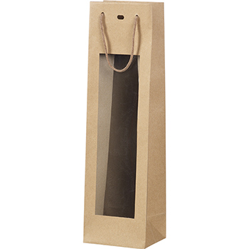 Sac papier kraft 1 bouteille fenêtre PVC 39 cm